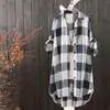 Dames blouses vrouwen casual plaid katoenen shirt mode oversized losse knop buitenkleding tuniek blouse vrouwelijke lange mouw strand zon tops