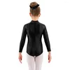 Bühnenbekleidung Aoylisey Basic Ballet Dance Leotard Long Sleeve Turtleneck Girls Gymnastik Bodys