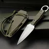 Offre spéciale H0801 Outdoor Survival Tactical Tactical Couteau Aus-8 Stone Wash Double Action Blade Full Tang Gfn Handle Couteaux à lame fixe avec Kydex