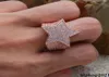 Gold Silver Rose Gold Color Plated High Quality CZ Stone Star Shape Hip Hop Jewerly Rings Mens Iced Out Diamond Rings3188507