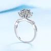 Designer Jewelry Flower 18K White Gold VVS1 D Color 051CT Diamond Engagement Ring Romantic Gift to Her Resizable 240428