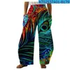 Women's Pants Capris Peacock Feather Wide Leg Pants 3D Print Fashion Summer Strtwear Sweatpants Women Clothing Chic Pocket Loose Trouser Elegant Y240429