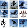 Planters Pots Witch Flying Dragon Iron Weather Vane Decorative Stainless Steel Metal Handle Garden Weathercock Wind Direction Indicator Q240429