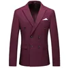 Fashion Mens Casual Boutique Business Couleur solide Double Breasted Suit Veste Blazers Coat 240430