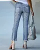 Women's Jeans 2024 Women Stretch Ripped Distressed Skinny Fashion Denim Pants Shredded Trousers Slim Jeggings Ladies Spring Autumn Wear