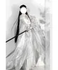 Ubranie etniczne Srebrne Hanfu Han Elementy Wei Jin Style Summer and Autumn Noś cienki duży rękaw Kobieta z pełnym chińskim stylem sukienki Hanfu kobiety