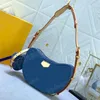 Denim vintage designer schoudertas carry alt pm tas dames draagtassen oude bloem onderarm tas print portier rugzak gouden hardware crossbody lederen handtas