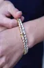 Mode 14K gouden heren doos ketting armband volledige strass kristal hiphop sieraden roestvrijstalen armbanden armbanden voor Men8196804