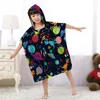 Serviettes robes dessin animé dinosaure grand serviette de plage ultra-fine fibre cape cape plongée combinaison pour adultes enfants parents enfants nageur et surf ponchol2404