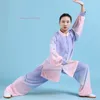 Ethnic Clothing 2024 Chinese Tai Chi Gradient Color Martial Arts Tops Pants Set Wushu Wing Chun Training Exercise Uniform