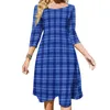 Vestidos casuais vestido de impressão xadrez azul feminina vintage check streetwear retro com arco de verão enormes vestidos