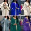 Roupas étnicas abaya dubai vestido de moda feminina muçulmana árabe manga bordada de renda de ouro bordado elegante e elegante manto longo ab027