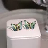 Studörhängen 925 Silver Needle Colorful Butterfly Light Luxury Diamonds Semitransparent Forest Series Small Fresh and Simple