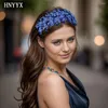 Headpieces HNYYX Rhinestone Beaded For Women Headband Handmade Vintage Crystal Hair Hoop Girls Party Holiday Accessories A165 Blue