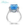 Cluster anneaux lzuan mode natural topaze Blue Stone pour femmes 925 bijoux en argent sterling midi finger carré fin 9419