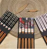 Pauzinhos reutilizáveis ​​5 pares Conjunto de bambu artesanal estilo japonês de madeira natural pauzinhos de sushi alimento gato flor multi cor de madeira CHO1101382