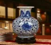 Wazony jingdezhen ceramiczny ręcznie malowany zabytkowy niebieski i biały crack glazurowy wazon nowoczesne chińskie ozdoby klasyczne 3511464