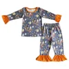 Set di abbigliamento bambine all'ingrosso a maniche corte per bambini occidentali camicie floreali di mucca maglietta per bambini pantaloni cactus panys outfit per bambini