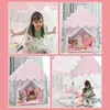 Grands enfants tentes tipi bébé jeu maison enfant Tente de Toy 1,35m Wigwam Filles pliantes Pink Princess Castle Child Room Decor 240419