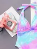 Swimwear pour femmes One Piece Swimsuit Color Tie Dye Imprimé Femmes 2024 Pluging Bather High Leg Cut Sexy Bathing Nuthing Costume Swim Wear