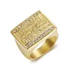 Titânio de aço inoxidável da banda A última ceia Dinner Paintluxury Gold Bated Hip Hop Square Rings for Men Women Gift Jewelry J240429