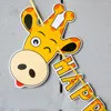 Decorazione per feste cartone animato giraffa buon compleanno banner ghirlaland lettere bandiere per le forniture per bambini