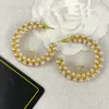 Lyxdesigner Cclies Stud Hoop örhängen Pearl Diamond Drop Gold C Earring For Woman Fashion Not Fade Silver Wedding Women Chanells Earings 1441