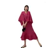 Abiti casual 2024 Elegante e avanzata A-Long Dress Long Raspberry Rose Rose V-NECK VIDI BRIMS FIT FRIBI