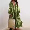 Lässige Kleider Frauen V-Ausschnitt Maxi Kleider Quasten Dekor Bohemian Style mit V Hals Detail fließender A-Linie-Saum für den Sommer