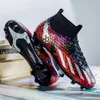 Stivali da calcio da uomo rosso nero stampato in tappeto senza slip scarpe calcistiche per uomo stivali bordati per bambini Cramponi di calcio 240426