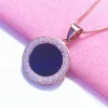Colliers pendants russe 585 Ensemble d'or violet zircon rond noir
