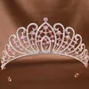 Tiaras söt söt kristall tiara krona för kvinnor flickor prinsessa bröllop fest koreansk ny mode strass hårklänning tillbehör