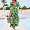 Casual Dresses Aussie Christmas Chiffon Dress Animal Print Retro Aesthetic Female Sexy Graphic Clothing 3XL 4XL 5XL