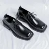 Casual skor herrar japan karajuku koreansk stil mode streetwear tjock plattform svart läder man snörning klänning