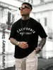 Zomer mannen katoen t -shirt Californië west tops mannelijke mode brief camiseta korte mouw kleding Harajuku streetwear 240412