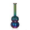 電気めっきデュアルカラーオプションの肥厚した熱耐性ガラス、フクロウの形をした水ギセル、花瓶、ガラスアートワーク8.6インチ
