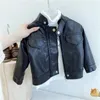 Jackets Boys Coats Autumn Winter Fashion Korean Children's Plus Velvet Warming Cotton PU Leather Jacket For 1-8Y Kids Outerwear