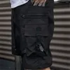 Herren Shorts 2024 Sommer Cargo Multi -Taschen -Kurztätigkeit Taktisch funktionaler loser Streetwear Elastic Taille Black Tech wokry