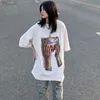여자 티셔츠 여성 티셔츠 S-3XL 캐주얼 하이 스트리트 유럽 스타일 손으로 페인트 레트로 느슨한 창조적 인 거리 의류 멋진 소녀 패션 wx