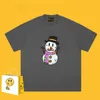 Trendy Brand Smiley Face T-shirts Snowman Print Short Sleeved Heavyweight 260g Cotton Loose Fitting Tees