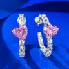 Queen Heart Moissanite Diamond Hoop Earring 100% Real 925 Sterling Silver Party Wedding Earrings for Women Engagement Jewelry