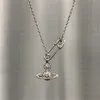 Designer Lin Zhou Saturn ketting Dames stralende volledige diamanten pin gestapelde kettingkraagketen