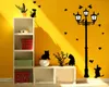Naughty Black Cats Birds and Vintage Street Light Lampe Diy Stickers Wall Decoration Home Living Room Salle Sticker Wall Sticker2133143