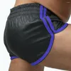 Heren shorts sexy mannen punk pu lederen slanke motorbroeken zachte boksershorten mannelijk slipje