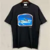 メンズTシャツrhudeTシャツ城ココナッツツリーウィンドウシーニックカジュアルルーズ通気性短袖TシャツTシャツ男性カップルトップティー969