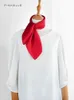 Rouge 100% écharpe de soie naturelle Femme Scure de cou Luxury Real Silk 50 * 50 Square Hijab Scharpes dames printemps automne 240416