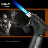 HL026 Double jet bleu flamme torche noire pistolet à la brique du cigare sans soudage à gaz butane torche de cuisine rechargeable