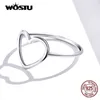 Bandringe Wostu% 925 Sterling Silver Heart Ring Womens Wedding Engagement Einfache Fingerparty Mode Schmuck Geschenk CQR641 Q240429