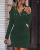 Lässige Kleider Frauen schlank sexy sexy V-Ausschnitt Langsamen Herbst/Winter Elegant Office Dame Feste Farbe enge Gesäß Wicked Kleid S-XXL