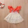 Vestidos de menina 0-5 anos Meninas Meninas Rompers de verão infantil de manga curta de luva floral com traje de traje de traje de traje de traje para